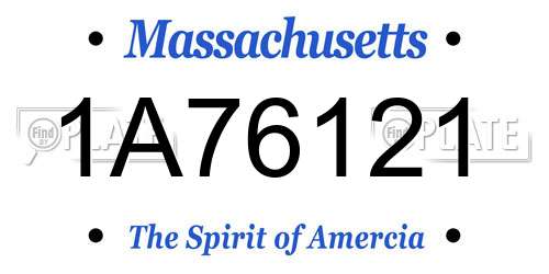 1A76121 Massachusetts License Plate
