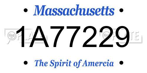 1A77229 Massachusetts License Plate