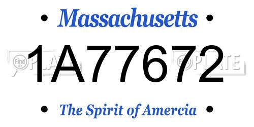 1A77672 Massachusetts License Plate
