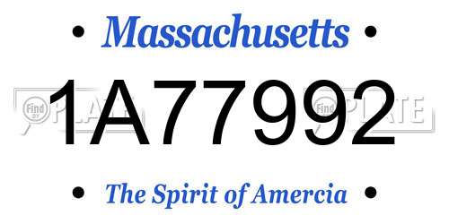 1A77992 Massachusetts License Plate