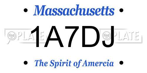 1A7DJ Massachusetts License Plate