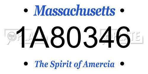 1A80346 Massachusetts License Plate
