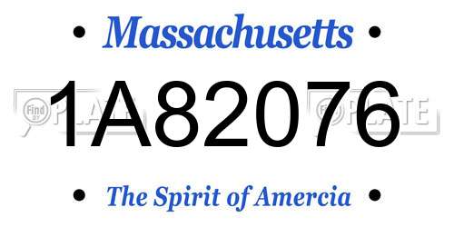 1A82076 Massachusetts License Plate