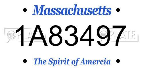 1A83497 Massachusetts License Plate