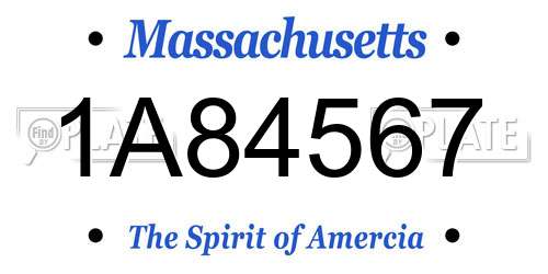 1A84567 Massachusetts License Plate