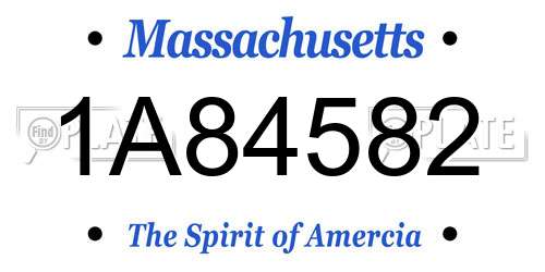 1A84582 Massachusetts License Plate