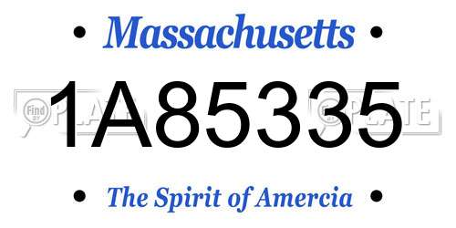 1A85335 Massachusetts License Plate
