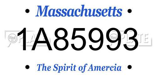 1A85993 Massachusetts License Plate