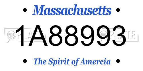 1A88993 Massachusetts License Plate