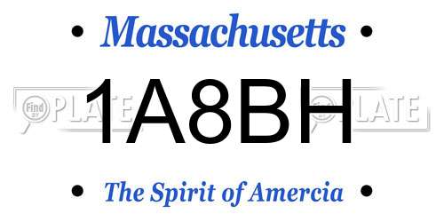 1A8BH Massachusetts License Plate