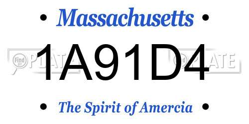 1A91D4 Massachusetts License Plate
