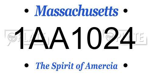 1AA1024 Massachusetts License Plate