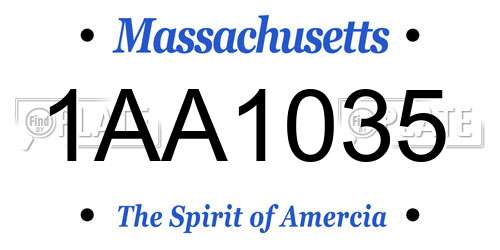 1AA1035 Massachusetts License Plate