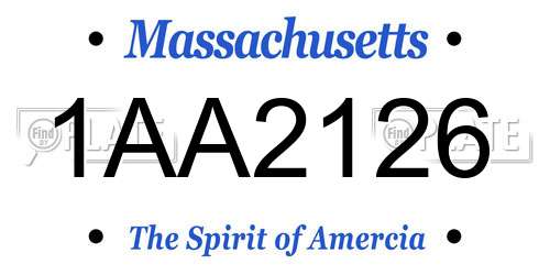 1AA2126 Massachusetts License Plate
