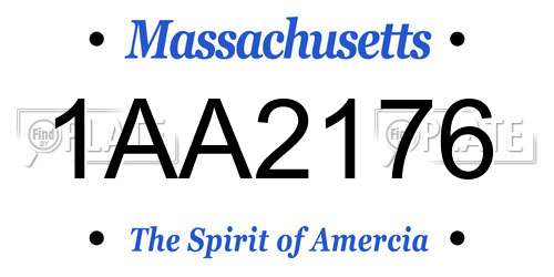 1AA2176 Massachusetts License Plate