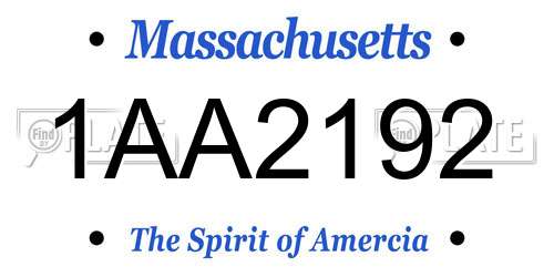 1AA2192 Massachusetts License Plate