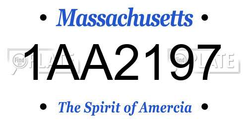 1AA2197 Massachusetts License Plate