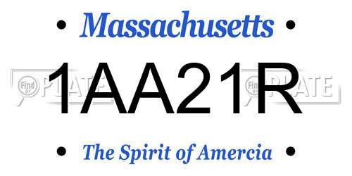 1AA21R Massachusetts License Plate