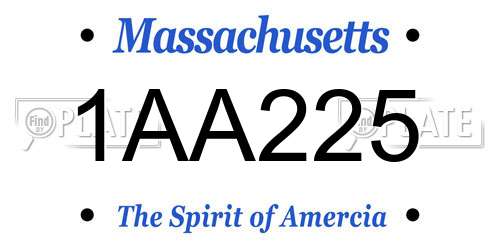 1AA225 Massachusetts License Plate