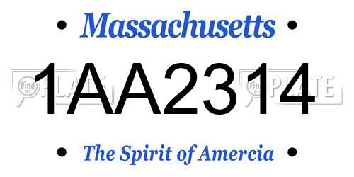 1AA2314 Massachusetts License Plate