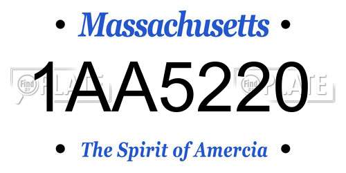 1AA5220 Massachusetts License Plate