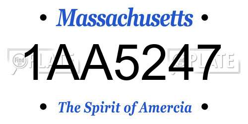 1AA5247 Massachusetts License Plate