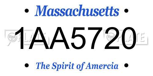 1AA5720 Massachusetts License Plate