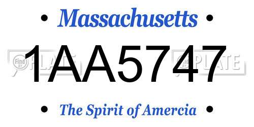 1AA5747 Massachusetts License Plate