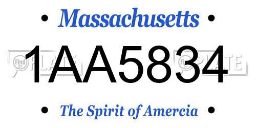 1AA5834 Massachusetts License Plate