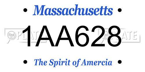 1AA628 Massachusetts License Plate