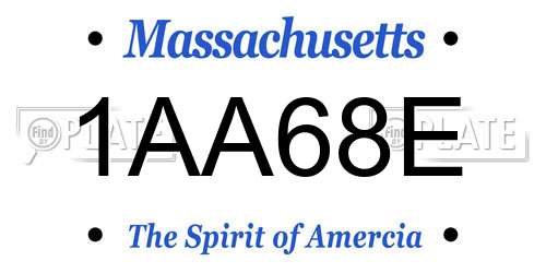 1AA68E Massachusetts License Plate