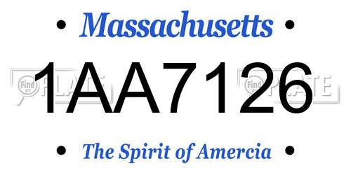 1AA7126 Massachusetts License Plate