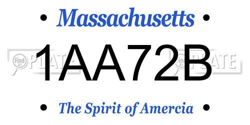 1AA72B Massachusetts License Plate