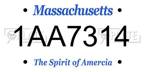 1AA7314 Massachusetts License Plate