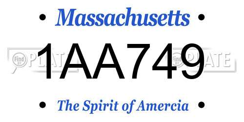 1AA749 Massachusetts License Plate
