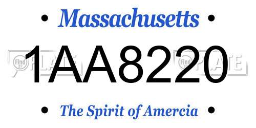 1AA8220 Massachusetts License Plate