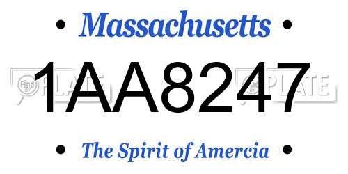 1AA8247 Massachusetts License Plate