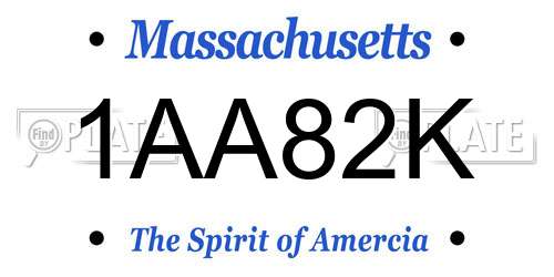 1AA82K Massachusetts License Plate