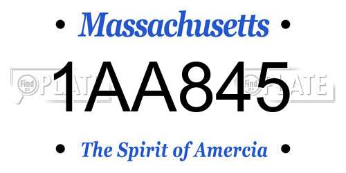 1AA845 Massachusetts License Plate