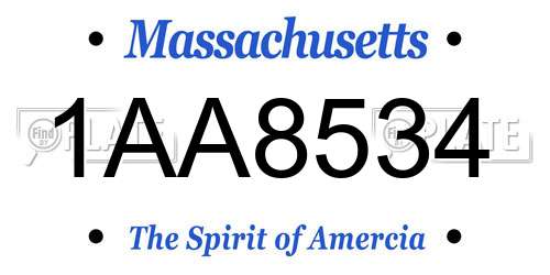 1AA8534 Massachusetts License Plate