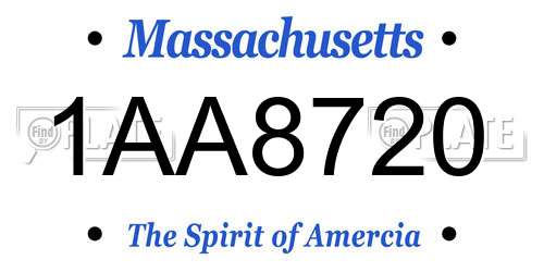 1AA8720 Massachusetts License Plate