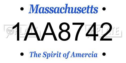 1AA8742 Massachusetts License Plate