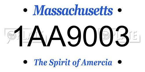 1AA9003 Massachusetts License Plate