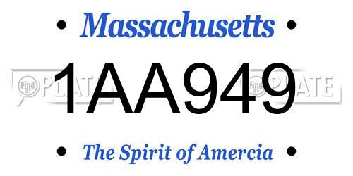 1AA949 Massachusetts License Plate