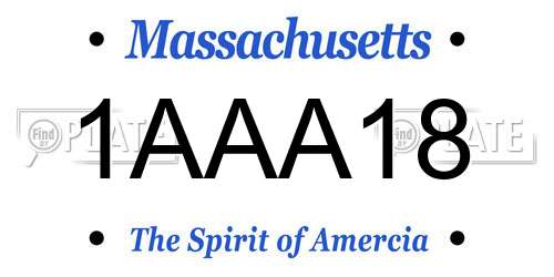 1AAA18 Massachusetts License Plate