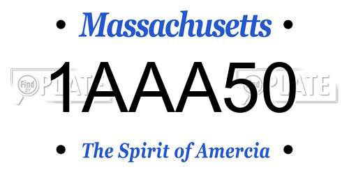 1AAA50 Massachusetts License Plate