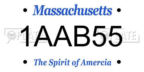 1AAB55 Massachusetts License Plate