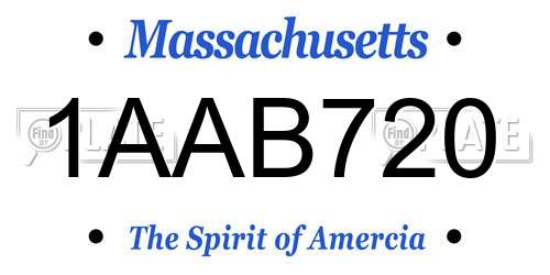 1AAB720 Massachusetts License Plate