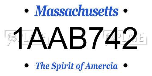 1AAB742 Massachusetts License Plate