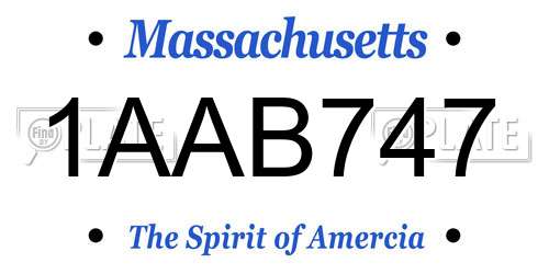 1AAB747 Massachusetts License Plate